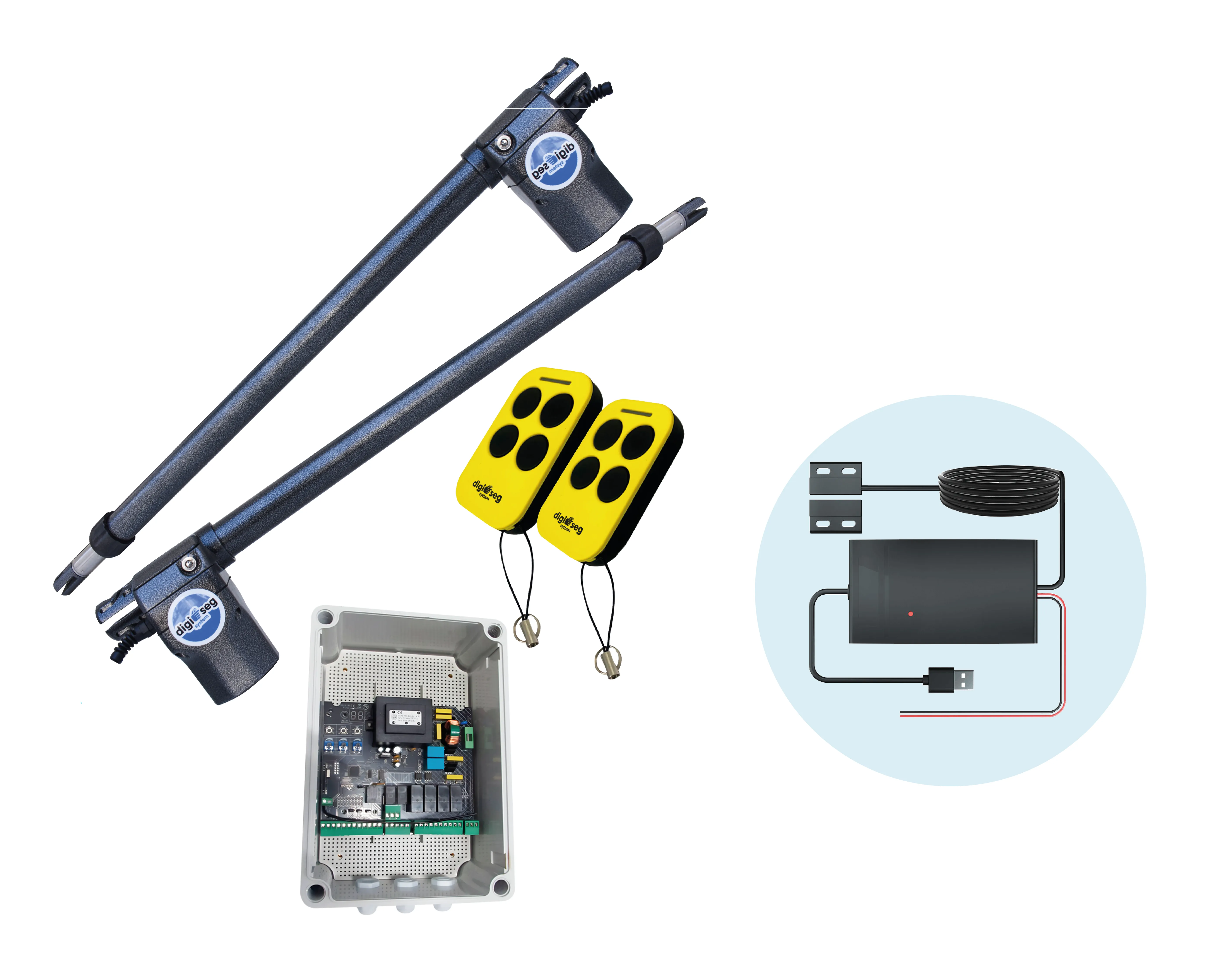 KIT DE PISTON TITAN PLUS 127V, CENTRAL, 2 CONTROLES + CONTROLADOR INTELIGENTE PARA PUERTAS AUTOMATICAS