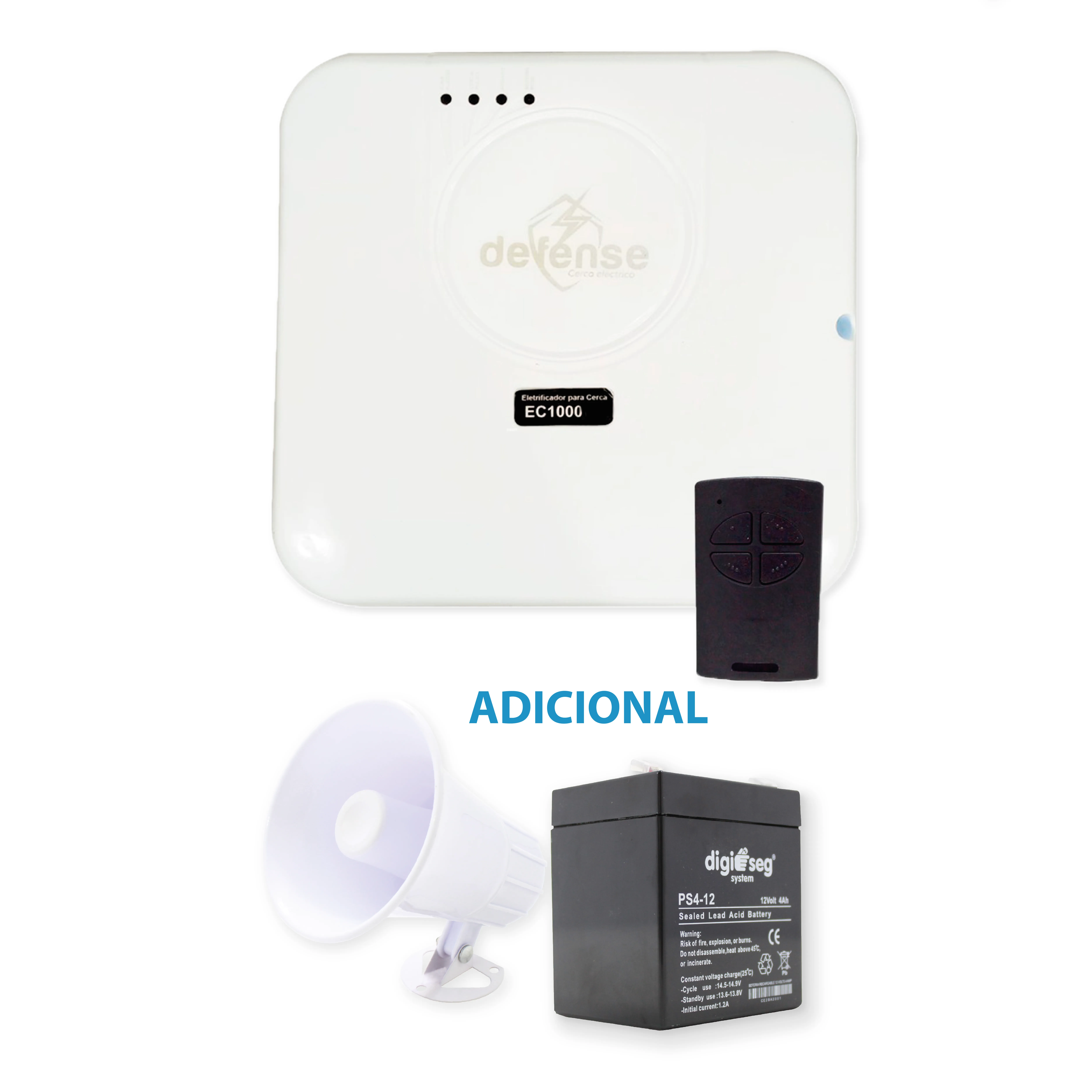 PAQ. CERCO ELECTRICO DEFENSE 18000 V   5000 METROS + SIRENA 30 WATTS + BATERIA 12V