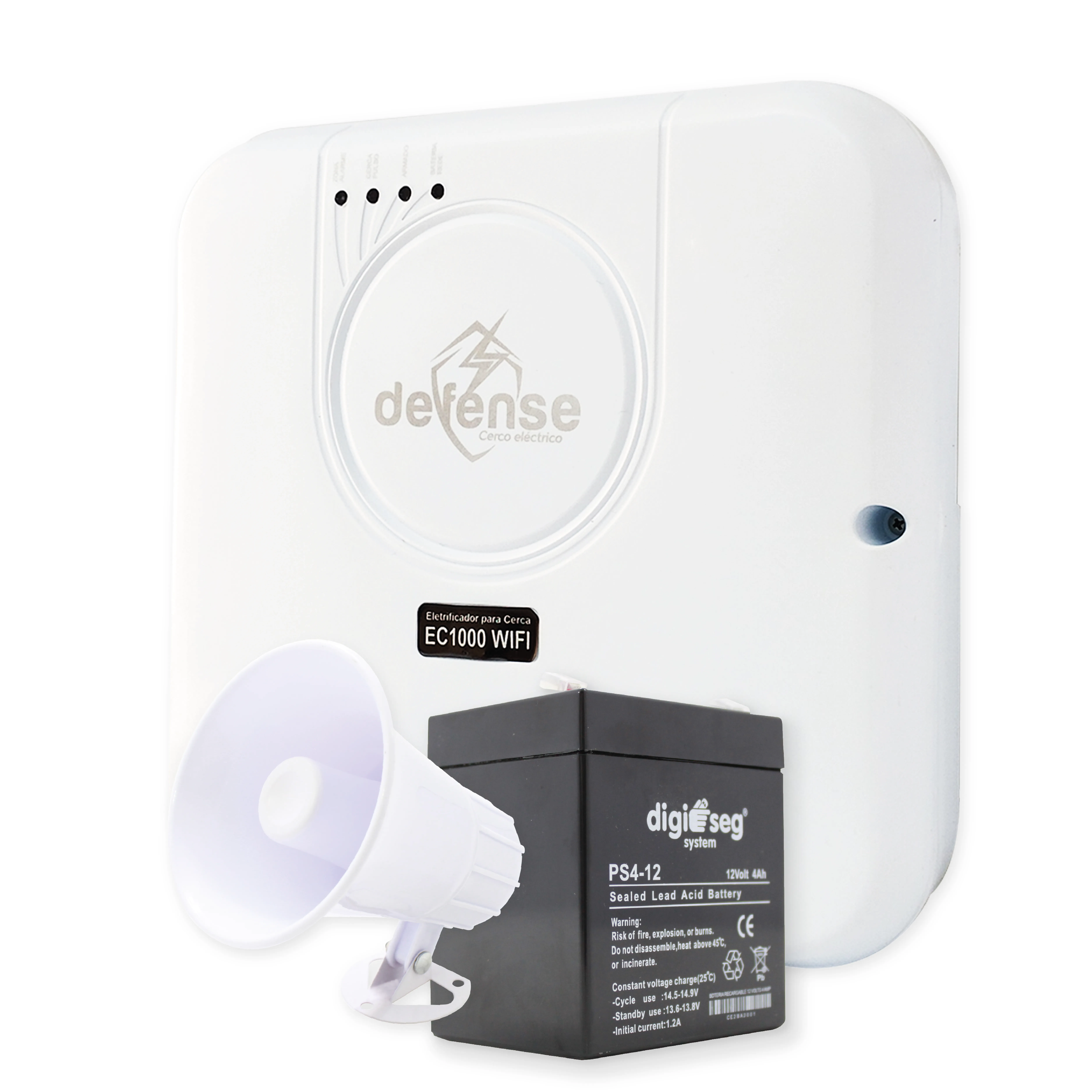 PAQ. CERCO ELECTRICO DEFENSE CON WIFI 18000 V 5000 METROS + SIRENA 20 W + BATERIA 12 V