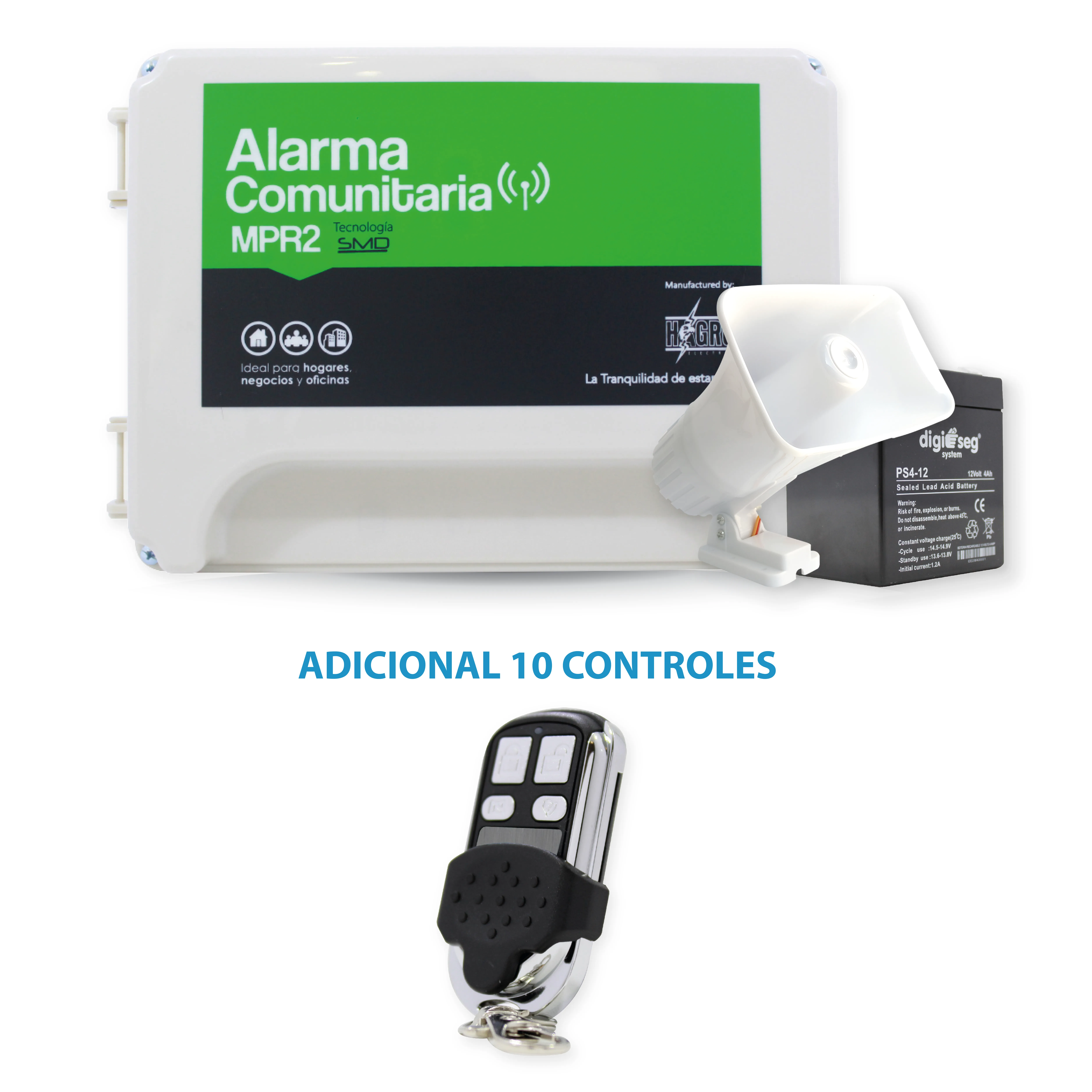 PROMO 1 ALARMA COMUNITARIA MPR2 +10 CONTROLES 4 CANALES