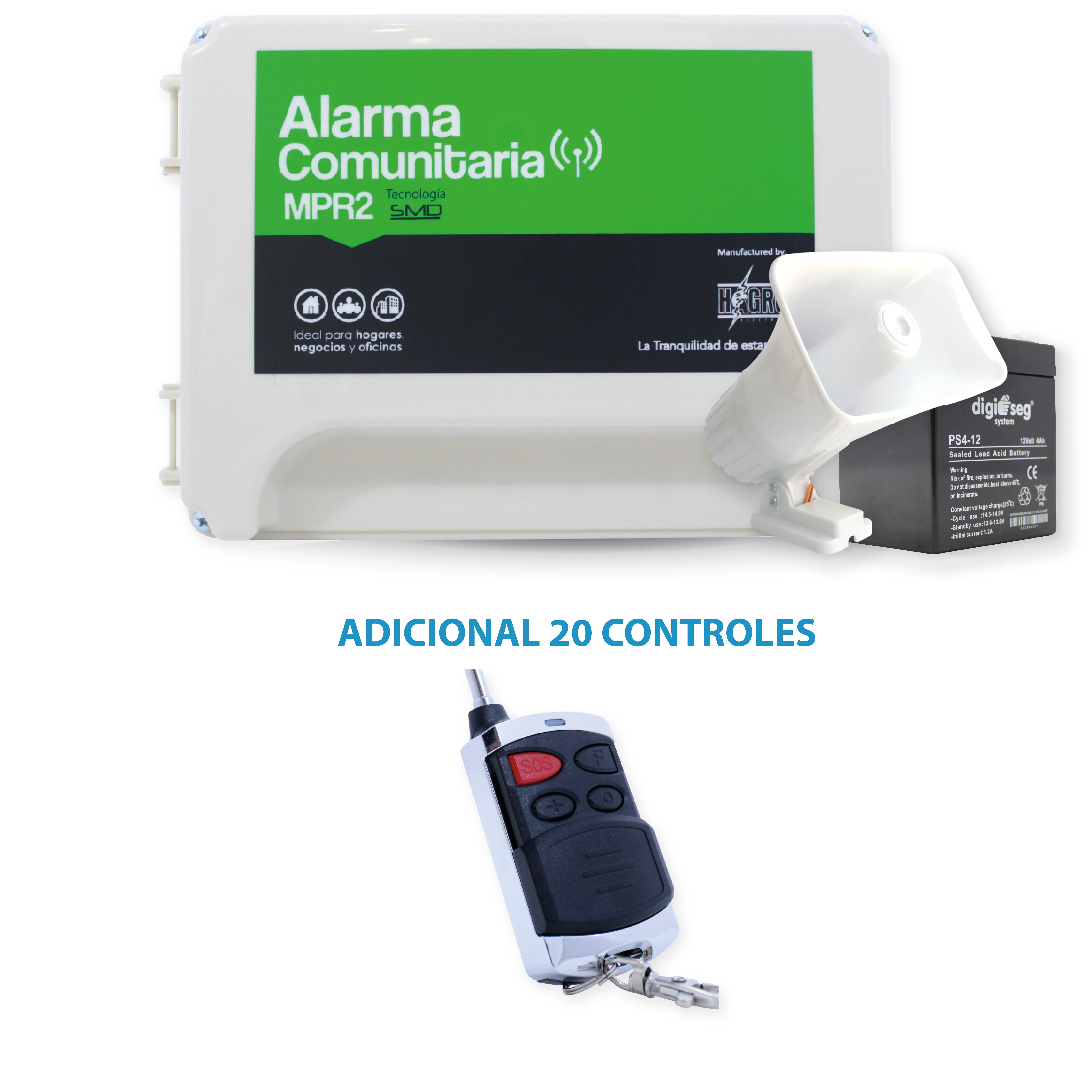 PROMO 1 ALARMA COMUNITARIA MPR2 +20 CONTROLES LARGO ALCANCE
